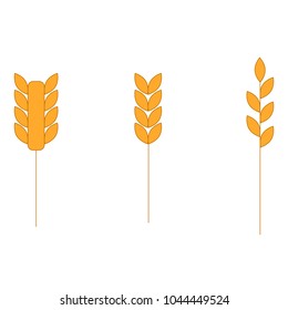 Wheat grain seeds placed on white background. Illustration of agriculture symbol. EPS10 vector.
