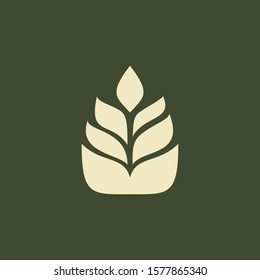 Wheat grain simple flat icon and logo design