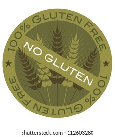 Wheat Grain Stalk with 100% Gluten Free Label Illustration