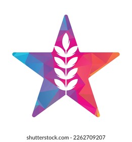 wheat grain star shape vector logo design.
