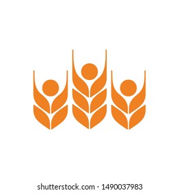 Wheat grain Vector Logo. Person Icon and Symbol. Eps 10.
