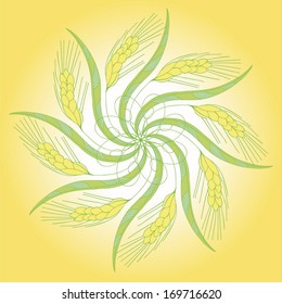 Wheat grain wreath. Hand drawn vector element for your design