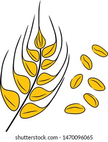 wheat with grains. cartoon flat illustration