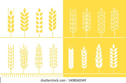 Wheat grains of different shapes set. A set of icons ready to use in your design. Vector icons can be used on different backgrounds. EPS10.	