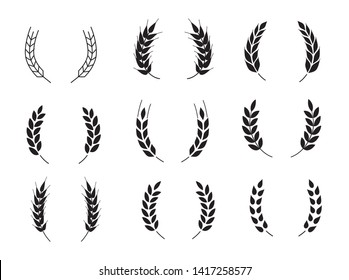 Wheat grains of different shapes set. A set of icons ready to use in your design. Vector icons can be used on different backgrounds. EPS10.