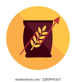 Wheat grains with growing arrow on white background. Concept of 