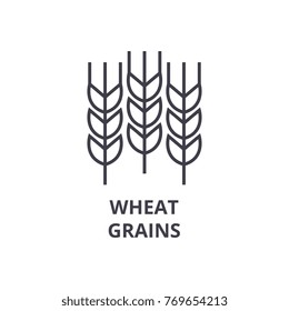 wheat grains line icon, outline sign, linear symbol, vector, flat illustration