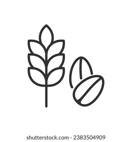 Wheat and grains, linear icon. Line with editable stroke