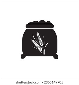 wheat grains in sack icon vector illustration symbol design