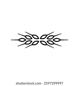Wheat grains. Vector ornament and pattern with two ears of wheat. Isolated illustration on white background.