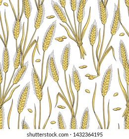 Wheat graphic color seamless pattern background sketch illustration vector