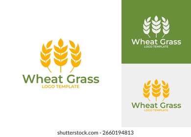 Idea de Ilustración vectorial de Plantilla de diseño de logotipo de hierba de trigo