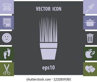 Wheat grass in a pot, vector icon