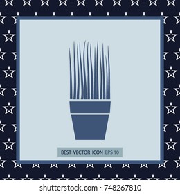 Wheat grass in a pot, vector icon