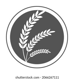 Wheat, gray round sign for design on white background, vector illustration
