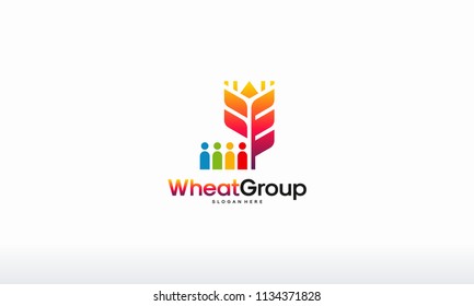 Konzept für Logo-Designs der Weizen-Gruppe, Vektorgrafik, Vorlage für das Gramm-Logo