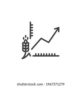 Wheat growth diagram line icon. linear style sign for mobile concept and web design. Crop growth chart outline vector icon. Symbol, logo illustration. Vector graphics