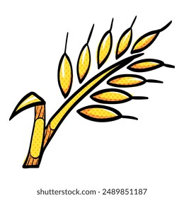 Wheat halftone icon hand drawn color vector illustration