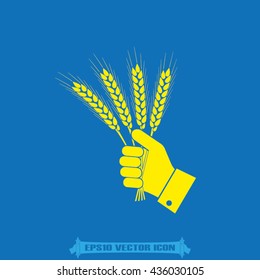 Wheat in hand icon vector illustration EPS 10