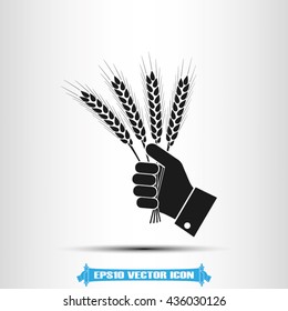 Wheat in hand icon vector illustration EPS 10