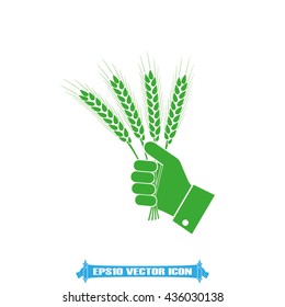Wheat in hand icon vector illustration EPS 10