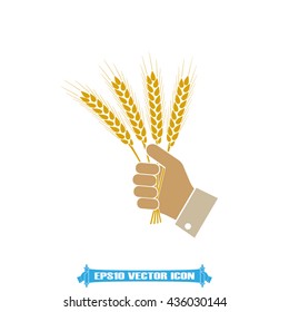 Wheat in hand icon vector illustration EPS 10