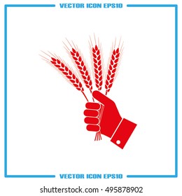 Wheat in hand icon vector illustration EPS 10