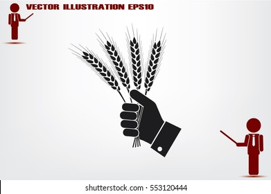 Wheat in hand icon vector illustration EPS 10