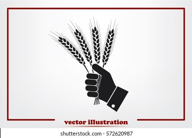 Wheat in hand icon vector illustration.