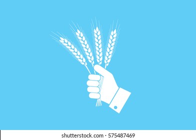 Wheat in hand icon vector illustration.