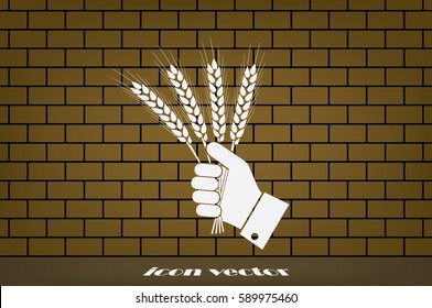 Wheat in hand icon vector illustration EPS 10