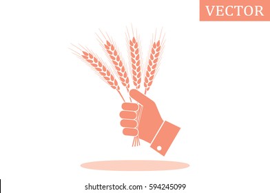 Wheat in hand icon vector illustration.
