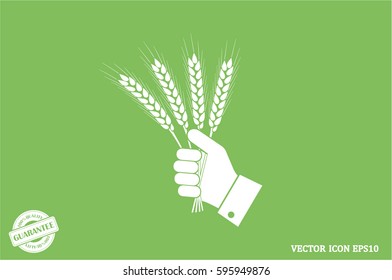 Wheat in hand icon vector illustration EPS 10