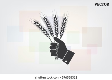 Wheat in hand icon vector illustration EPS 10