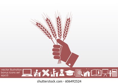 Wheat in hand icon vector illustration EPS 10