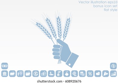 Wheat in hand icon vector illustration EPS 10