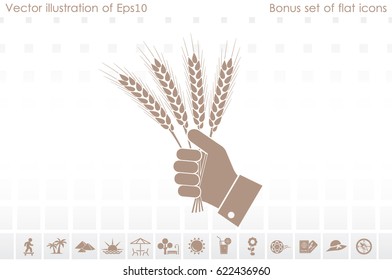 Wheat in hand icon vector illustration EPS 10