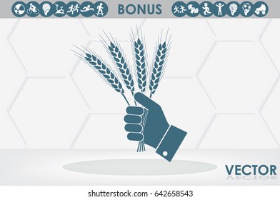 Wheat in hand icon vector illustration EPS 10
