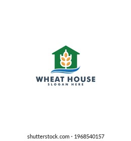 Wheat home farm logo template design vector