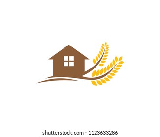 Wheat Home Icon Logo Design Element