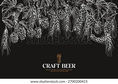 Wheat and hop branches background for brewery