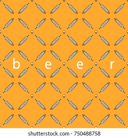 Wheat and hops. Seamless pattern. Brewery, pub, beer restaurant. Vector illustration.