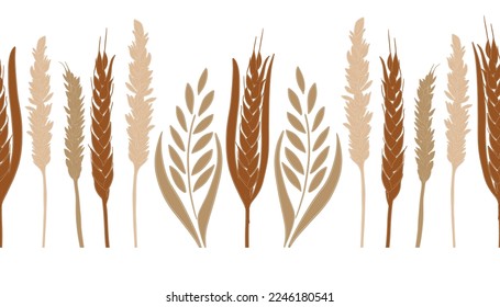 Wheat horizantal in a row border design seamless pattern