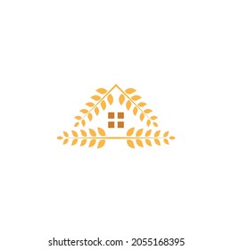 Wheat house, wheat farm. Vector icon template