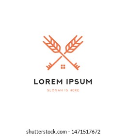 Wheat House and Key Logo Vector Icon Template Illustration