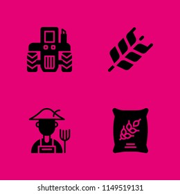 wheat icon. 4 wheat vectors with wheat, tractor, grain and farmer icons for web and mobile app