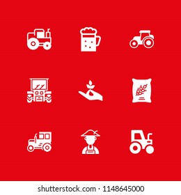 wheat icon. 9 wheat vectors with tractor, hand holding a stalk, grain and farmer icons for web and mobile app
