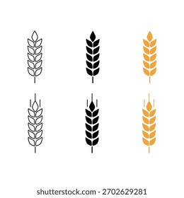 Ícone de trigo. Conjunto de logotipos Aglo. Conjunto de vetores de sinais de grãos. Sinal de colheita de agro. 