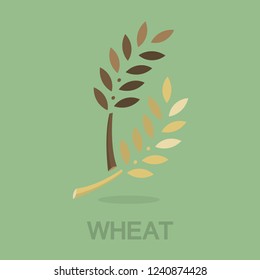 Wheat icon for agriculture logo. Bread grain. Farm harvest concept. Flat vector illustration