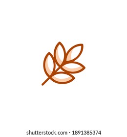 Wheat icon. Bakery icon. Simple, flat, outline, brown, two tones, color.